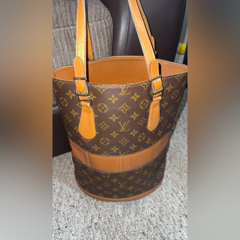 Louis Vuitton Brown and Tan Monogram Bucket Bag